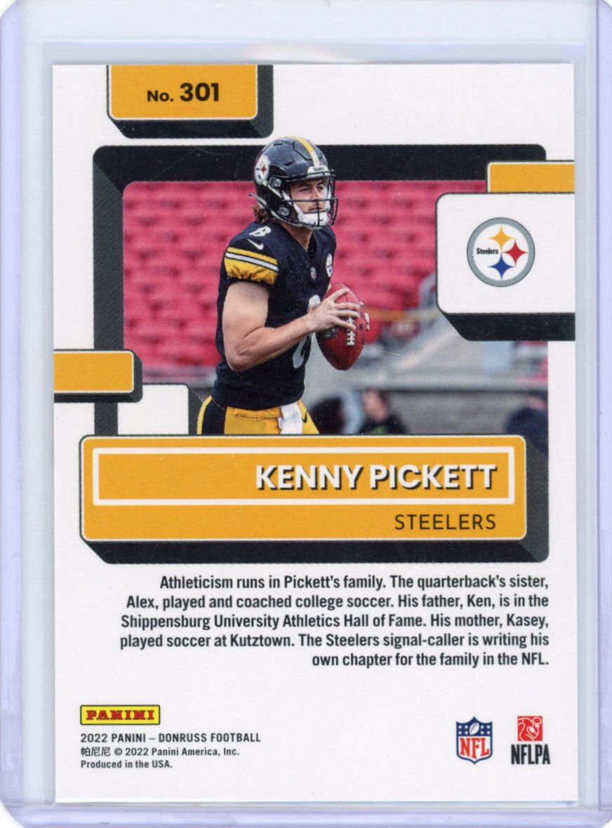 Kenny Pickett 2022 Panini Donruss RATED ROOKIE 301 Pittsburgh Steelers