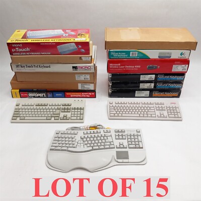 Assorted Vintage Computer Keyboard Logitech Microsoft Compaq HP Inland ...