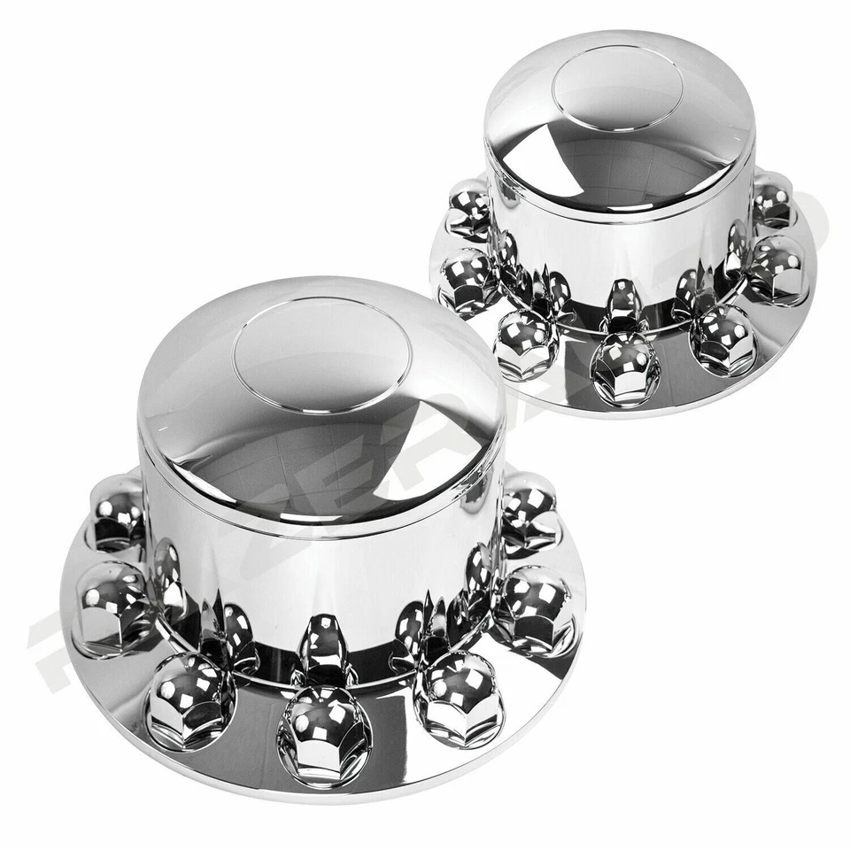 Tapacubos central rueda delantera + trasera cromados 22,5" + 24" eje tuerca cúpula 10 orejetas Foto 3 de 4