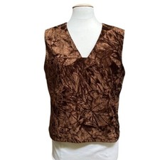 Harvé Benard Brown Textured Velvet Sleeveless Top Fairygrunge Goth Size 14