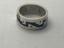 Vintage Mexico 925 Sterling Silver Oxidized abstract band Ring Sz 7