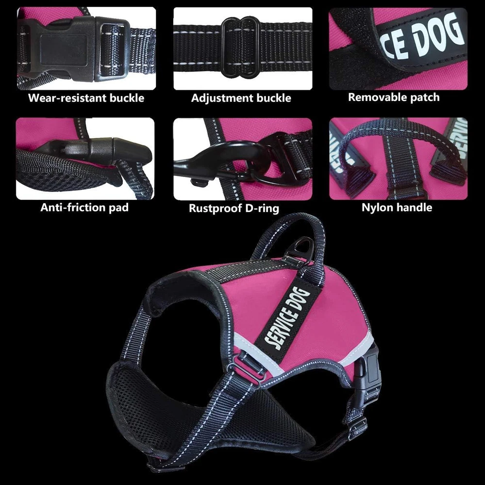 Dog Harness,No-Pull Service Dog Harness with Handle,Adjustable Comfort Pet Dog V