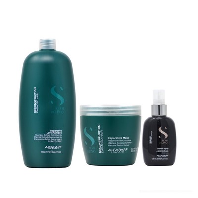 Alfaparf Reconstruction Shampoo 33.8oz +Mask 16.9oz +Cristalli Spray 4.2oz w/FNF
