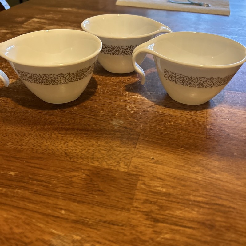 Woodland Corelle Pyrex Coffee/Tea Cups Set Of 3 EUC