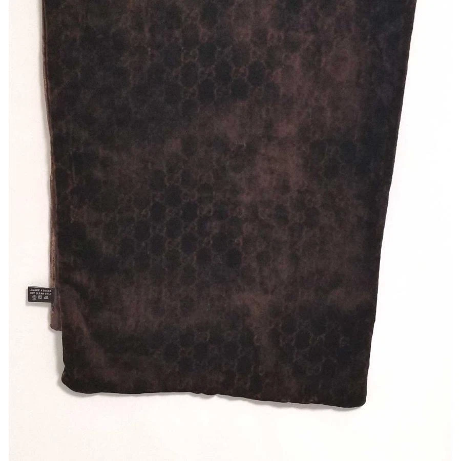 Gucci authentique foulard en soie rayonne marron velours motif GG longu cm larg cm