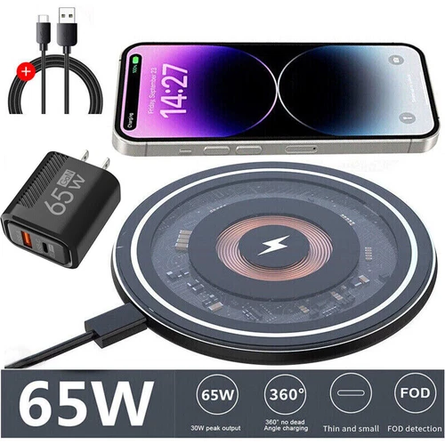 For Samsung Galaxy S26 S25 S24 S23 Ultra FE 65W Wireless Charger Fast Charge Pad