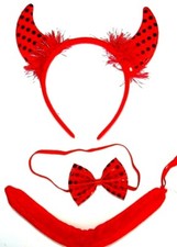 Red Devil Halloween Accessory Headband Bowtie Tail Costume Pretend Play Dress Up
