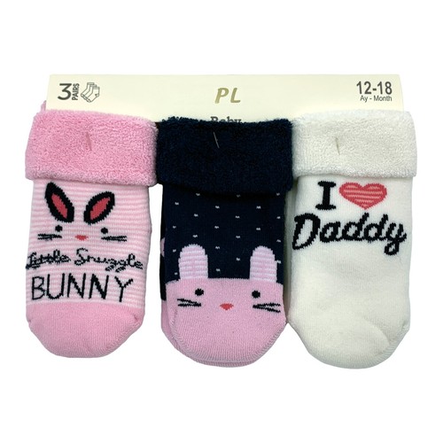 NUEVO PAQUETE DE 3 | CALCETINES DE BEBÉ FORRADOS DE VELLÓN 6-12/18 MESES | LINDO GATO/CONEJITO CARACTERÍSTICA - Imagen 4 de 16