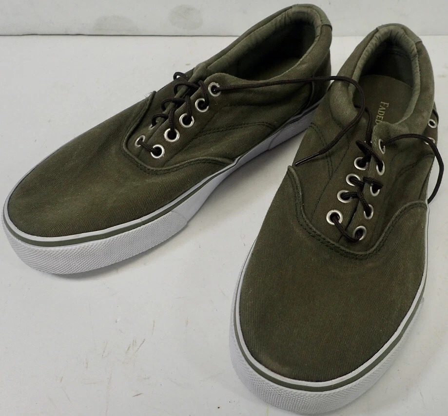 Men s Green Faded Glory Donnelly Canvas Boat Deck Shoes Sz 8 EUC