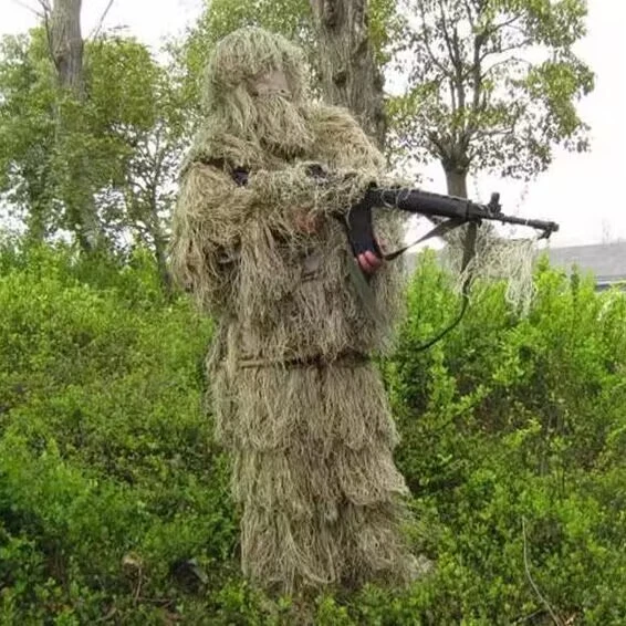 Desert Tactical Camouflage Ghillie Suit Sniper Clothes Jacket Pants Weapon Cover