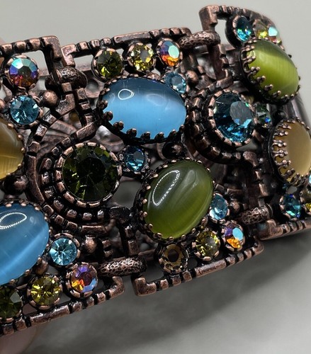 Sweet Romance Jellybean Jazz Bracelet Faux Cat Eye Crystal Chunky 7.75” AS IS - Picture 10 of 13