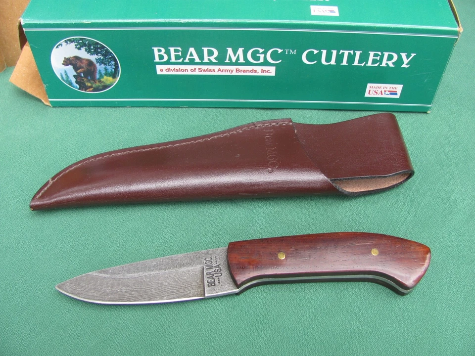 Cuchillo desollador Damasco punto de caída cubiertos vintage Bear MGC CB87D Cocobolo ¡EE. UU.! Foto 2 de 4