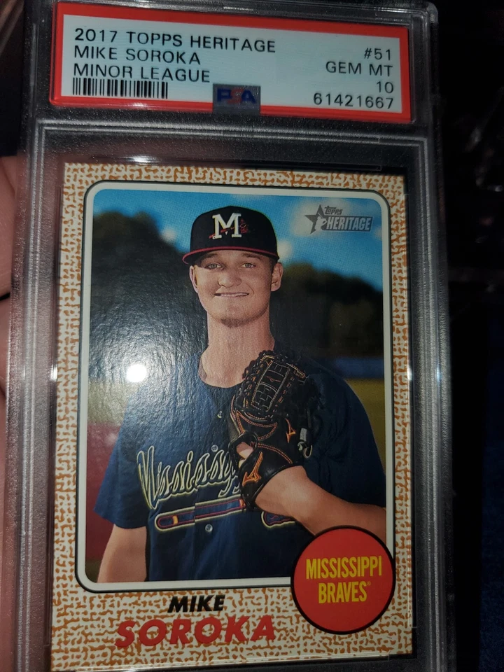 2017Topps Heritage Minor League#51 Mike Soroka Rookie PSA10💎Mint🪓BRAVES🔥POP11 - Image 3 of 4