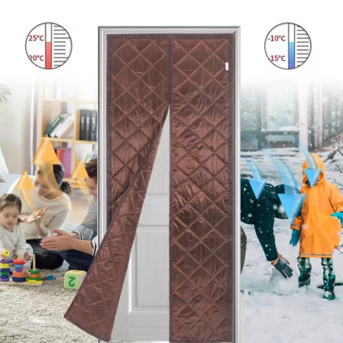 Insulated Door Insulation Curtain - Magnetic Thermal Cover for Winter Keep Warm
