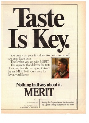 Merit Taste is Key Taste It on First Draw Vintage 1993 Print Ad