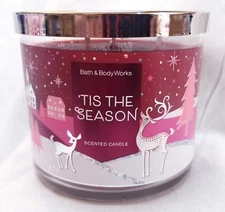 White Barn Bath Body Works 3-Wick Essential Oil Scented Candle Tis the Season