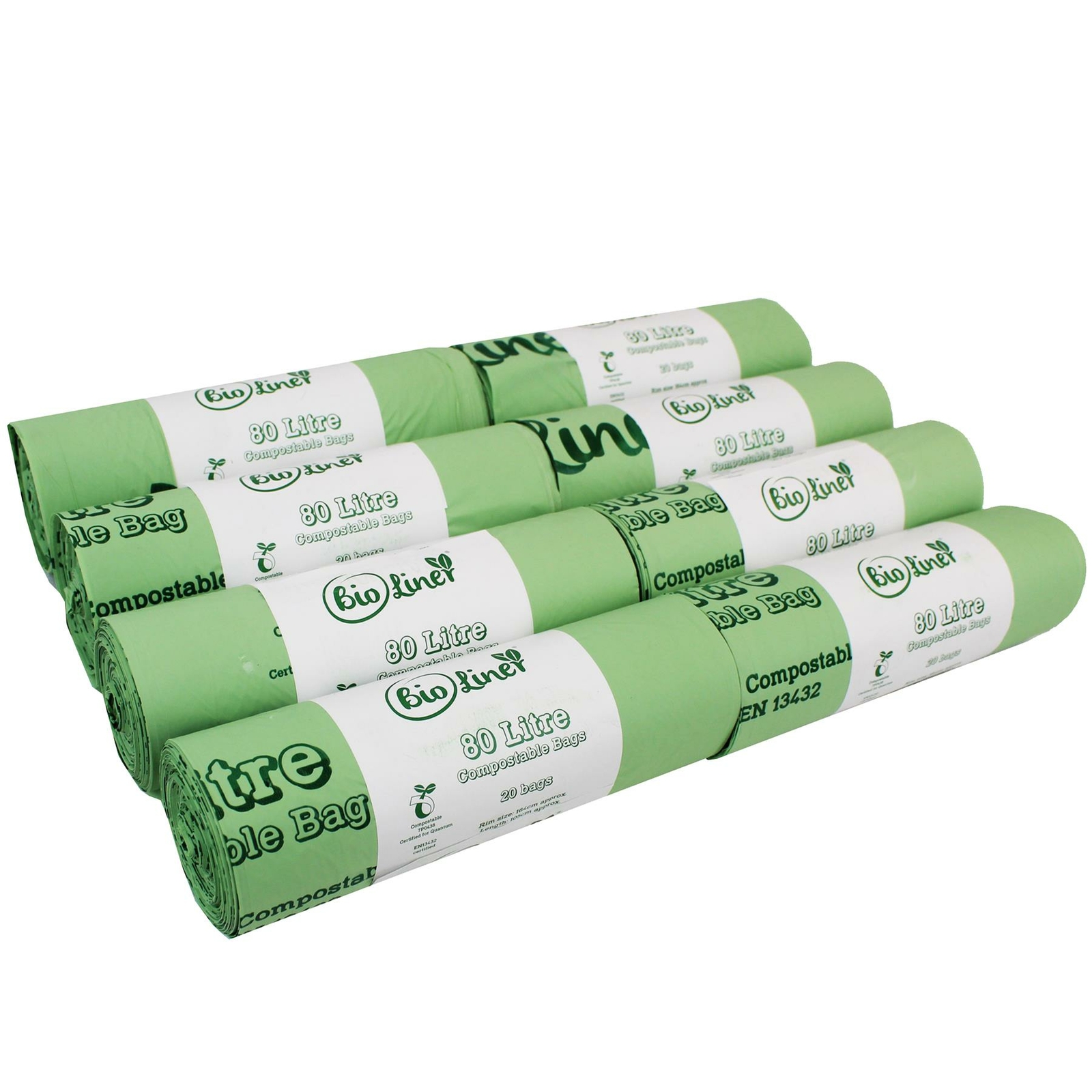 160 x 80L BioLiner Compostable Bags for Swing Bins & Dustbins (8 rolls)