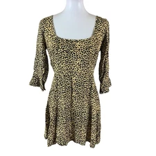 Motel Leopard Print Fit And Flare Mini Dress M Retro Indie Grunge