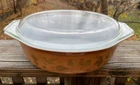 Pyrex Early American 2 1/2 Qt. Oval Casserole Dish 18 w/ Pyrex Vintage with Lid