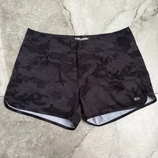Pelagic Moana Hybrid Shorts Black Fish Camo UPF 50 Womens Size 10