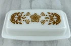 Pyrex Vintage Butterfly Gold Butter Dish with Lid White Milk Glass #5627