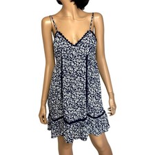 Babydoll Mini Dress Spaghetti Strap S Dainty Floral Coquette Cottage Y2K