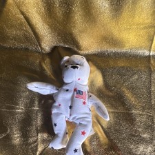 Ty Teenie Beanie Babies Patriotic White Star Bear Plush Retired 1999 Vintage