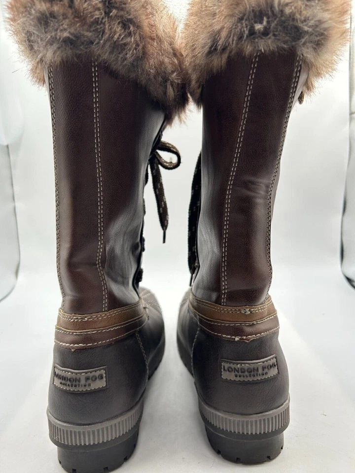 London Fog LFW-Melton 2 Winter Boot Women's Sz 8 Brown Leather Round Toe LS017 - Image 4 of 4