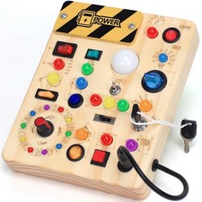Best Busy Board with LED Light Switches Montessori Toys for 1 2 3 Years Old  Eb