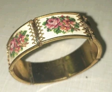 Vintage Metak Cross Stitch Panels Bracelet