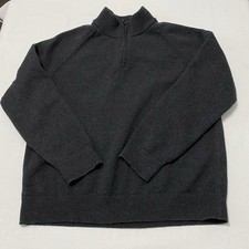 LL Bean Gray 1/4 Zip Wicked Soft Cotton Cashmere Sweater Mens L Preppy Office