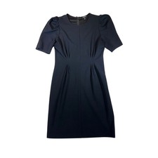 Express Womens Black Puff Sleeve Pleated Waist Sheath Dress Size M Mini