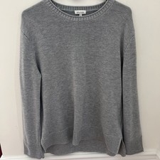 Ella Moss Sz S/M Heather Gray Long Sleeve Knit Crew Sweater Polyester