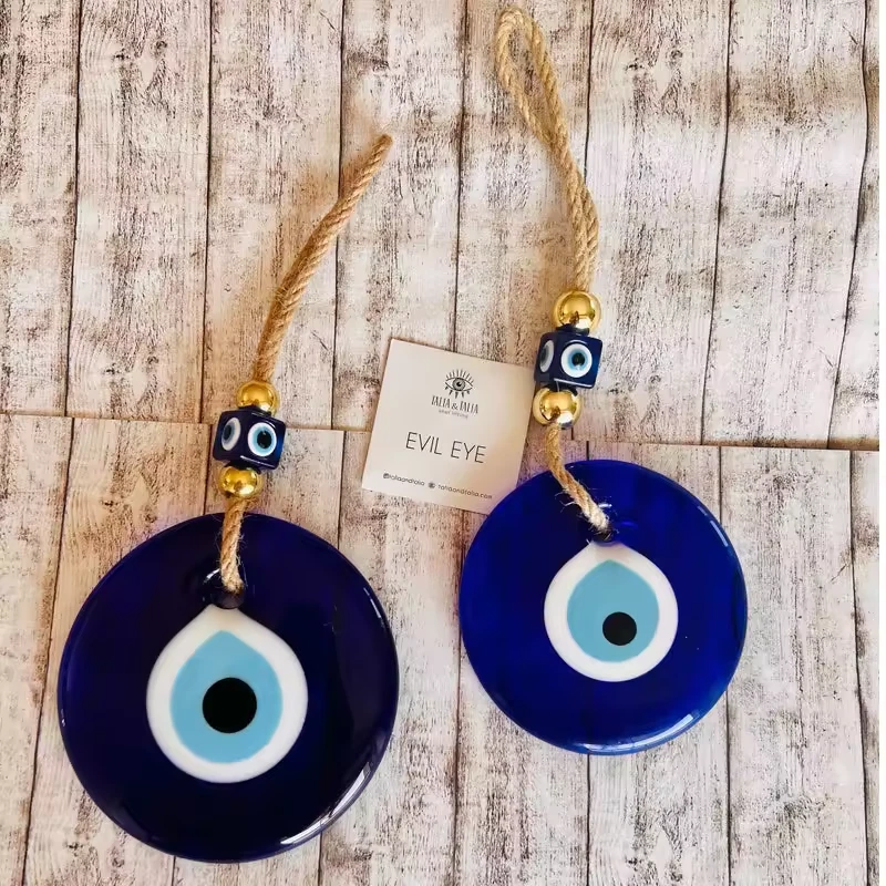 Berloque turco Nazar Evil Eye Bead proteger casa presente vidro parede feijão azul - Imagem 4 de 4