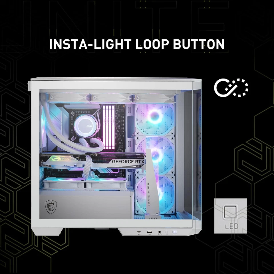 MSI MAG PANO M100R PZ White Mid-Tower Gaming PC Case w/ ARGB Fans - Image 3 of 4