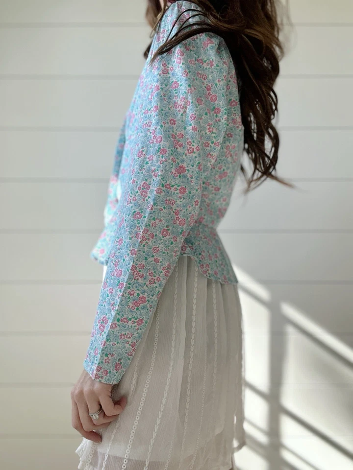 Vintage Avon Top Calico Floral Estilo Peplum - Imagem 3 de 4