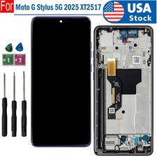 OLED For Moto G Stylus 5G 2025 XT2517 Display Touch Screen Digitizer Blue Frame