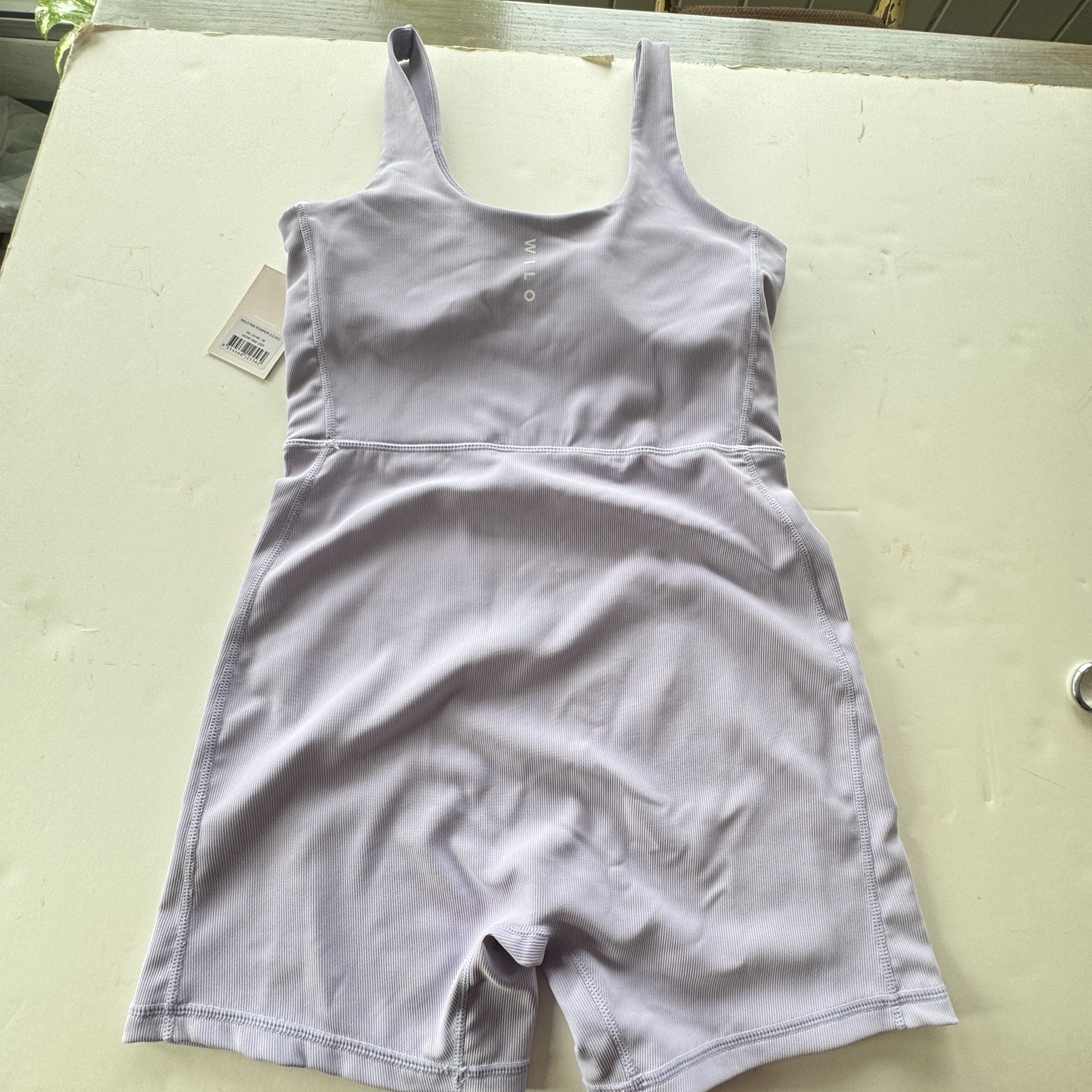 NWT Wilo the Label M Ribbed Active Romper Lilac Purple Lavender $68 One Piece