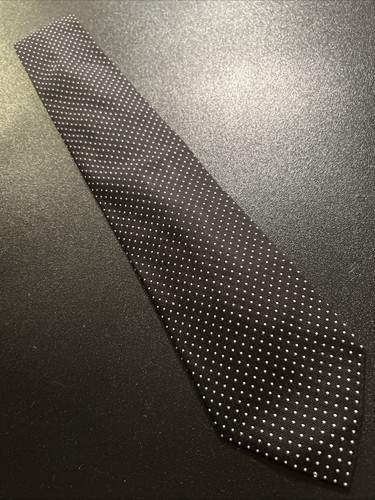 EUC Longchamp Paris Woven Silk Dot Pattern Tie Made In Italy 61 X 3.75