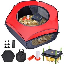Chicken Brooder Box for Chick Starter Kit - 10 Chicken Brooder Tent Bundles,Red