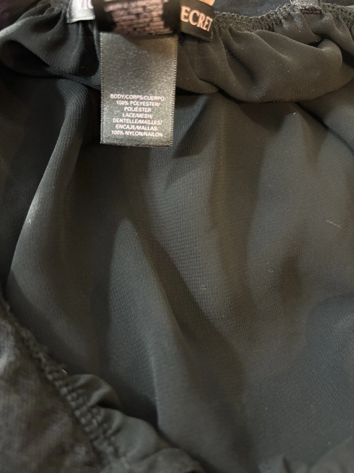 UNDERCOVER Victorias Secret Babydoll abito trasparente L camicia da notte gotica rete spalline pizzo nero