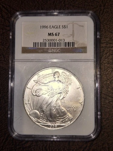 1996 American Silver Eagle  NGC  MS67 - Key Date Low Mintage