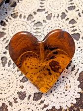 Fire And Light 3" x 3.5"  Copper/Orange Glass Heart NOT Signed Paperweight