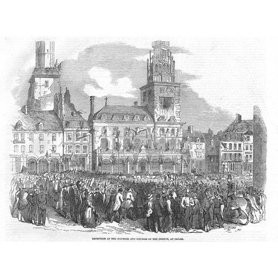 CALAIS Frankreich Besuch des Kaisers & der Kaiserin - antiker Druck 1853