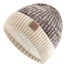 Unisex Two-Tone Winter Hats Add Fur Lined Men And Women Fashion Warm Beanie Cap