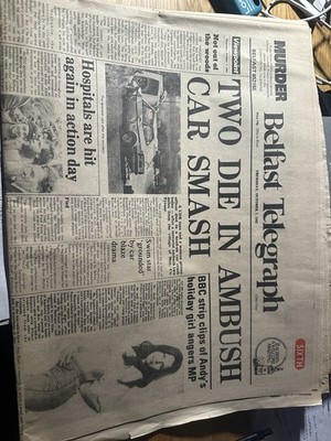 Belfast Telegraph   Oct 7, 1982    Two Die in Ambush Car Smash 
