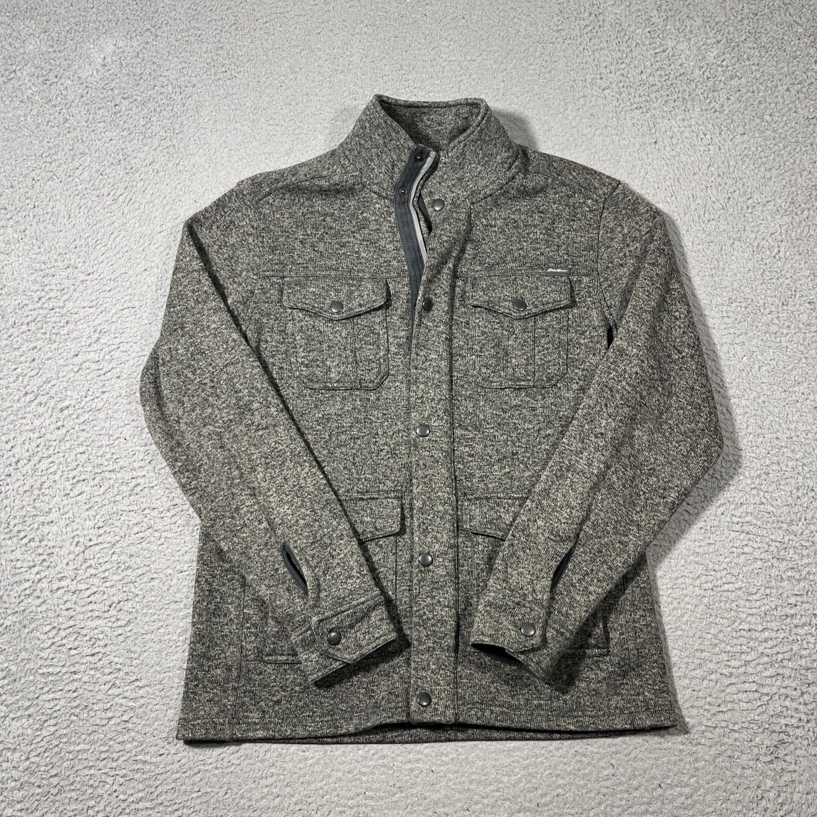 Eddie Bauer Mens M Grey Radiator 4 Pocket Sweater Fleece Jacket Outdoor
