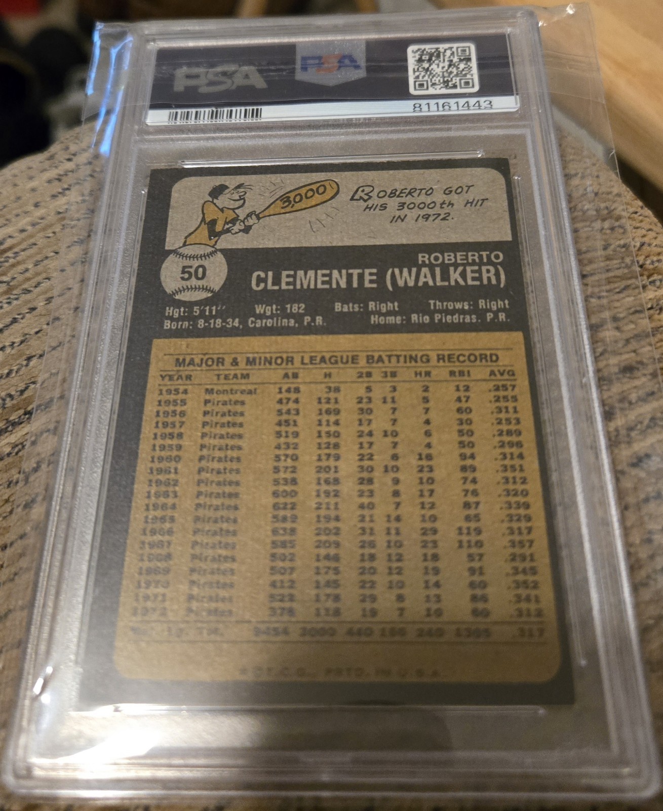 1973 Topps ROBERTO CLEMENTE #50 PSA 6 EX-MT Pittsburgh Pirates MLB view 2