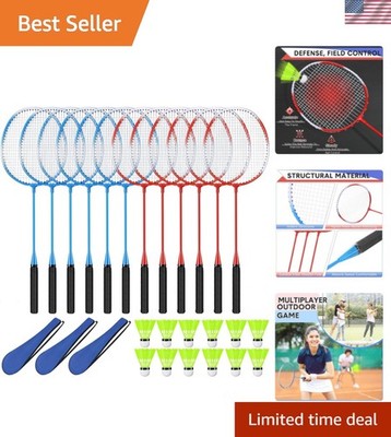 12 Pack Badminton Rackets Set Including Badminton Racquets, Nylon Shuttlecock...