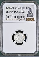 1798 MO FM MEXICO 1/2 REAL Shipwreck Atlantic Sands NGC Graded SHIPWRECK EFFECT